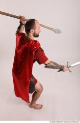 Man Adult Athletic White Fighting with spear Standing poses Army